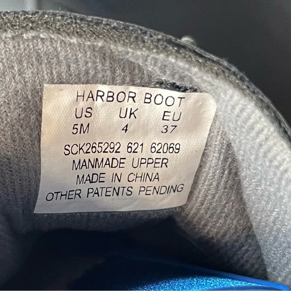 Sperry Top Sider Grey /blue Harbor Water Resistant Boot Big Kid size 5M